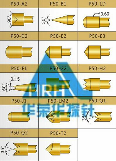 p50測(cè)試探針頭型、50min測(cè)試探針頭型、測(cè)試探針規(guī)格