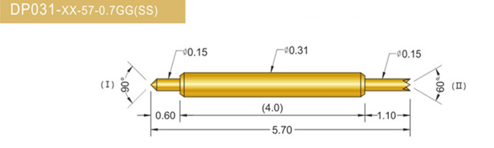 031雙頭探針、BGA雙頭測試針、雙向彈簧探針、帶彈簧雙頭針、雙頭針圖片
