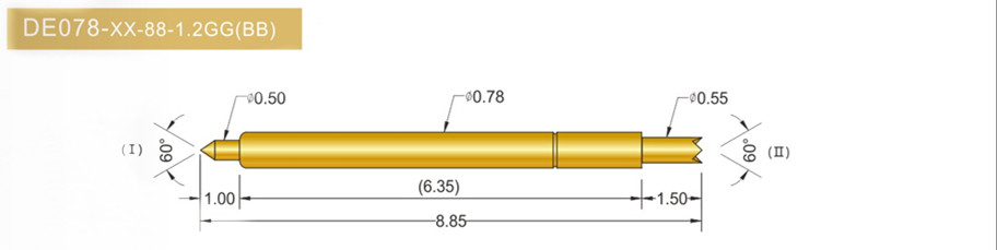 078雙頭探針尺寸、BGA雙頭頂針、雙向可動探針、帶彈簧頂針、測試探針