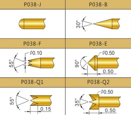 PA038測(cè)試探針頭型，華榮華探針廠家